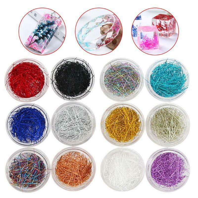 12 Pcs/set Mixed Color Grid Thin Line Metal Wire Epoxy Filling Material Mold for