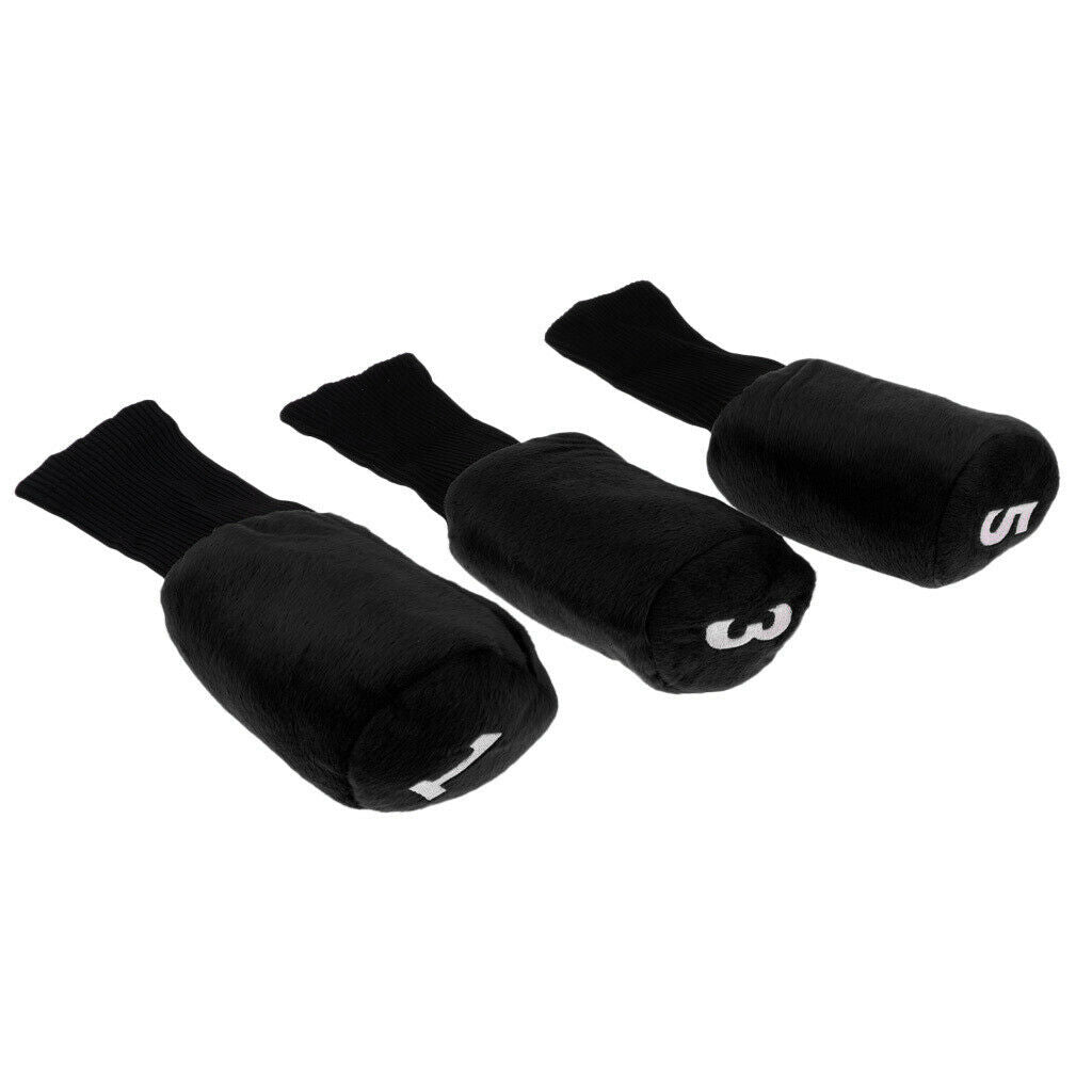 2X Lots 3 Black Golf Club Head Cover Hybrid Headcover Protector Guards Sock