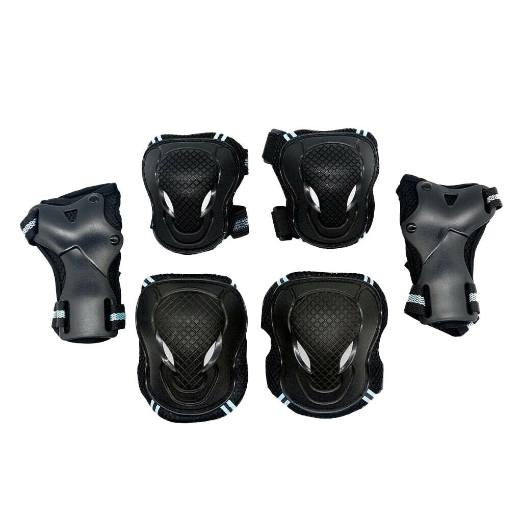Safe Outdoor Skating Protective Knee Hand Elbow Guard Sets M Black and Blue