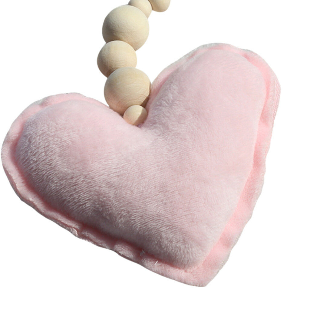 Beaded Pink Heart Pendant Wall Hanging Ornament for Kids Bedroom Decoration