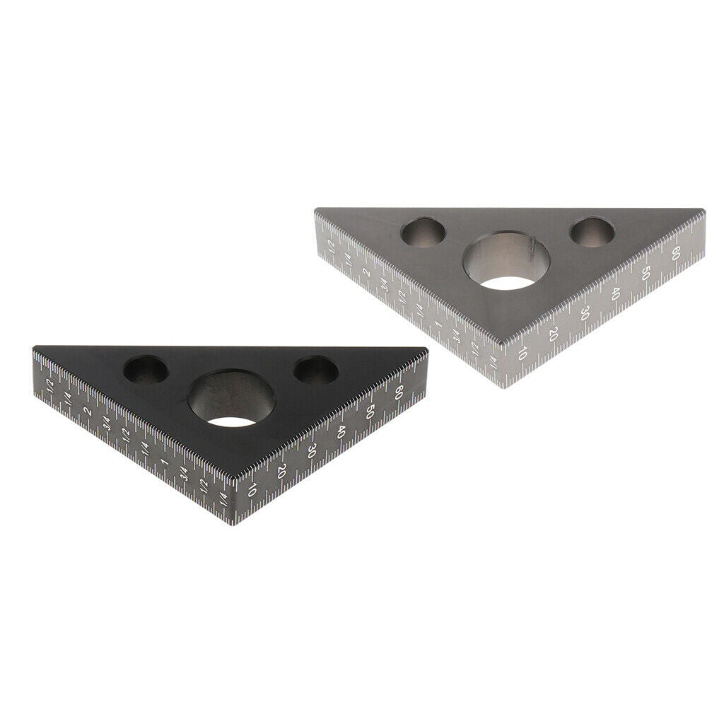 2 lot Metric Aluminum Alloy Woodworking Triangle Square Pressional Easy-Read