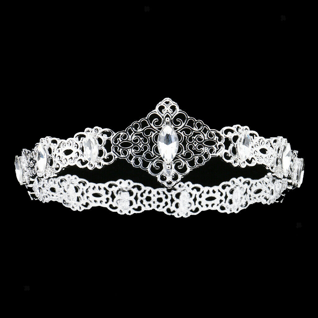 Hollow Flower Rhinestone Bridal Headband Pageant Princess Crown Headband
