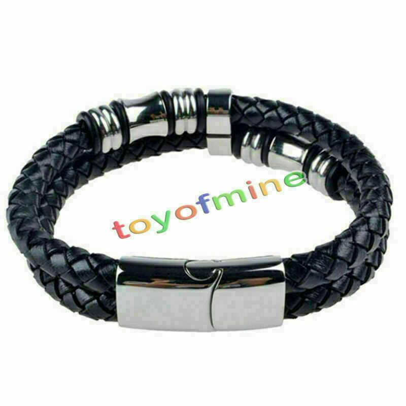 Men's Braided  Fashion Stainless Steel Cuff Bangle Bracelet Wristband AU