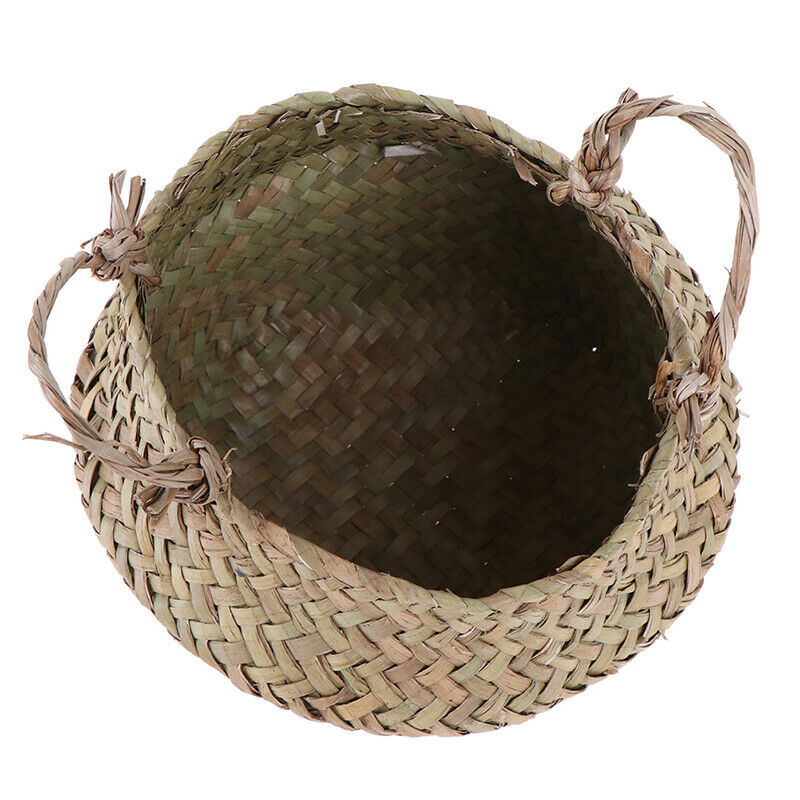 Storage Basket Rattan Straw Basket Wicker Folding Flower  Pot Flower Bask.l8