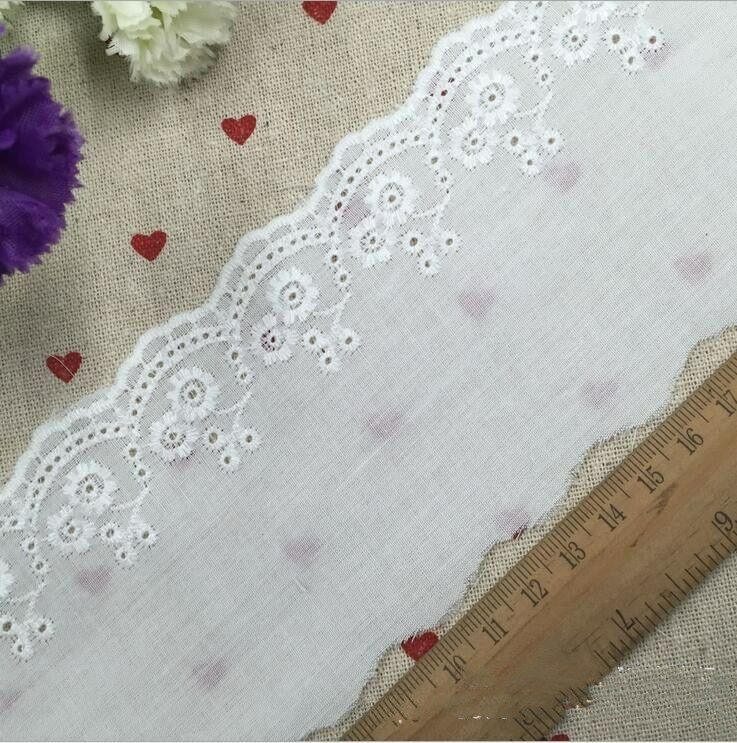 5 Yards White cotton embroidery Flower Lace decoration Sewing clothes crafts