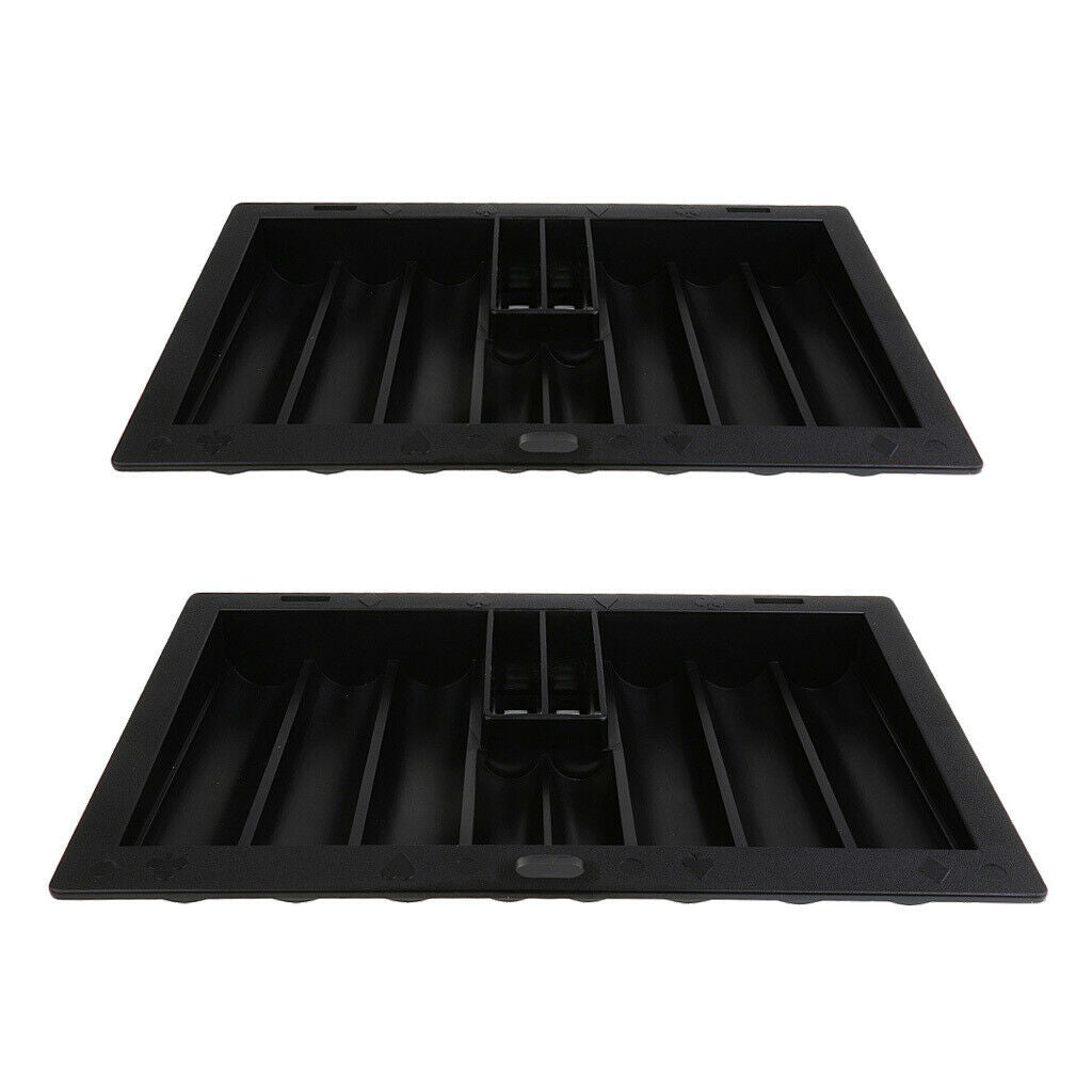 2pieces Durable Casino Playing Card Game Poker Chip Tray Holder Storage Case
