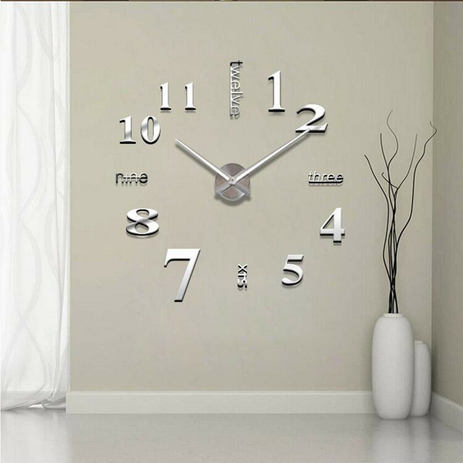 Mirror Wall Clock DIY Wall Stickers Modern Big Home Living Room Office Decor