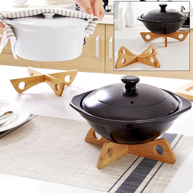 1Pc Wooden Detachable Insulation Pad Tray Rack Kitchen Anti-scalding Tabl.l8