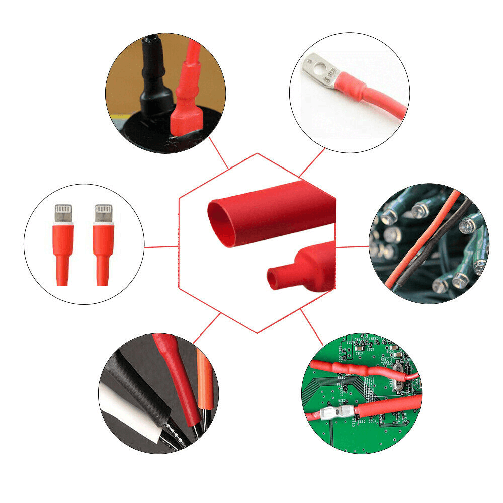 (50 6" Pcs)Red Marine Heat Shrink Tubing 3:1 Dual Wall Adhesive Glue Lined 3/16"