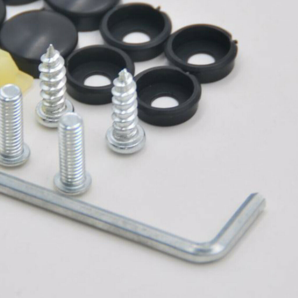 Stainless Steel License Plate Frame Screws Fastener And Caps Cover Set Kits