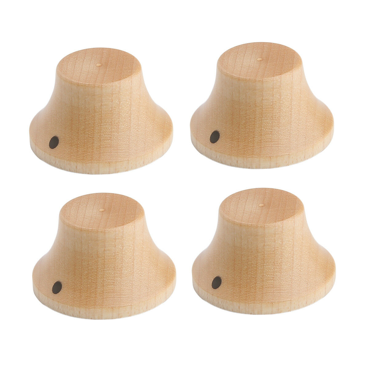 4x Maple Wooden Strat Style Bell Knobs Guitar Bass Top Hat Knob w/ Indicator Dot