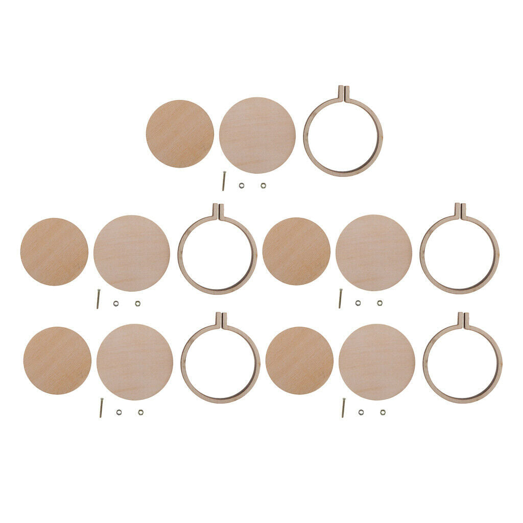 5x Round Mini Wooden Embroidered Hoop Frames for Crafts Accessories 44mm