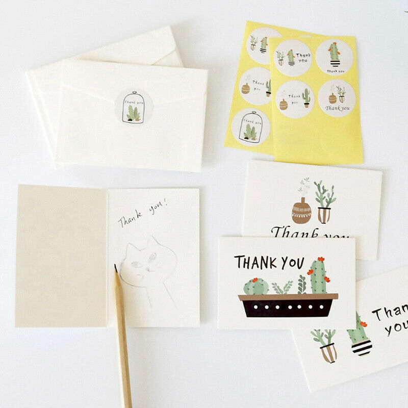 6Sets Cactus Thank you Cards Wedding Party Invitation Greeting Cards Enve.l8