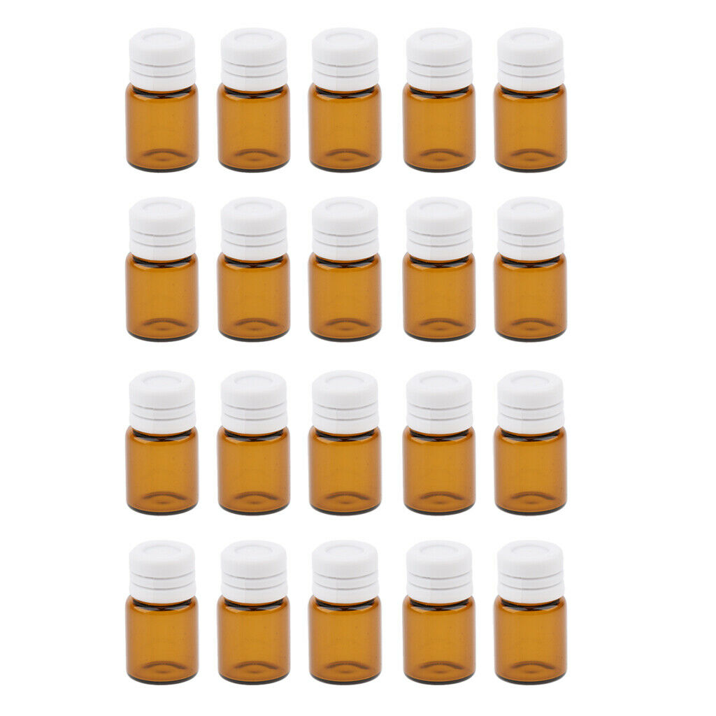 40 PCS Mini Amber Glass Vial Essential Oil Sample Bottles Containter 2ml/1ml