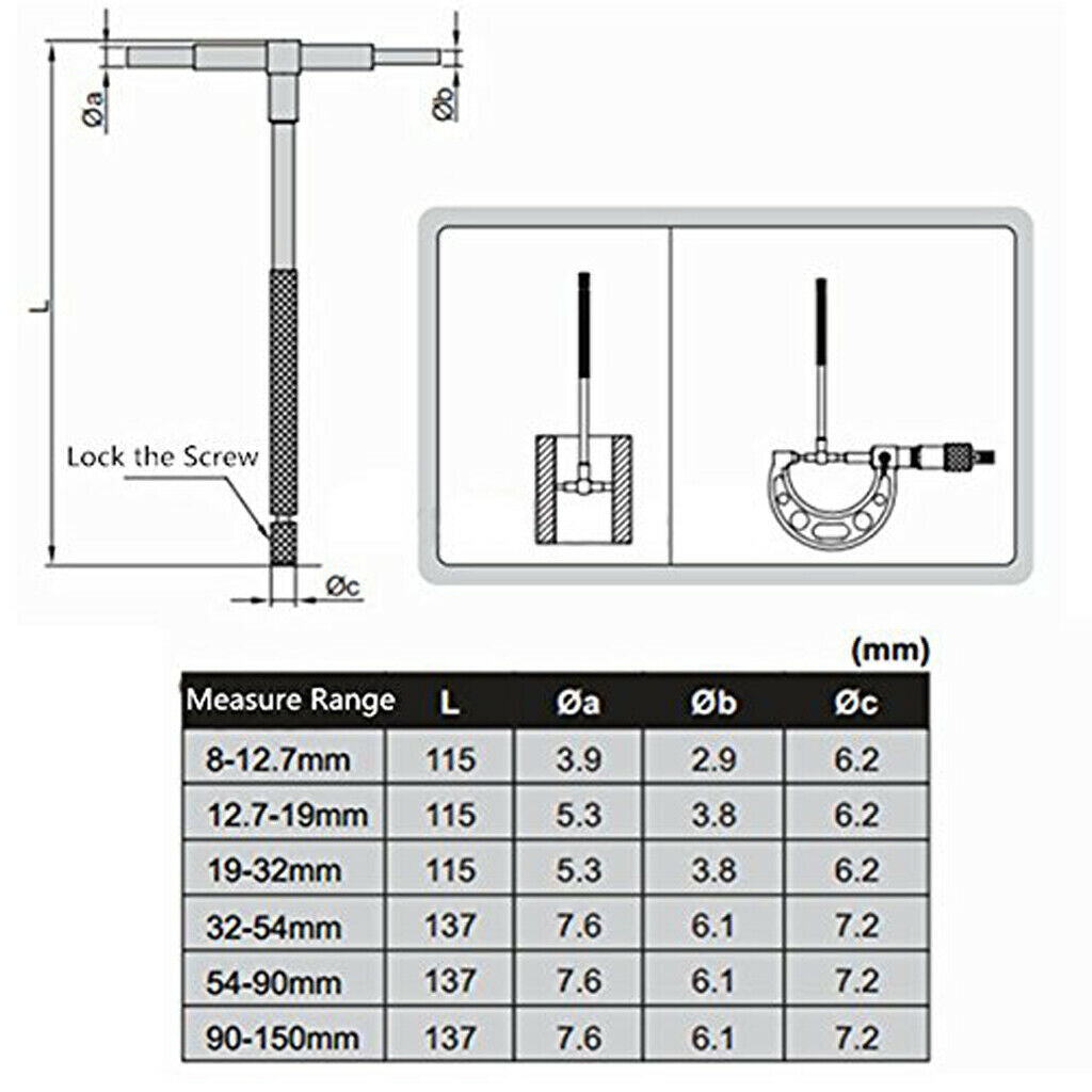 Telescopic Gauge Set Machinist Micrometer Precision Engineers Gage Kit