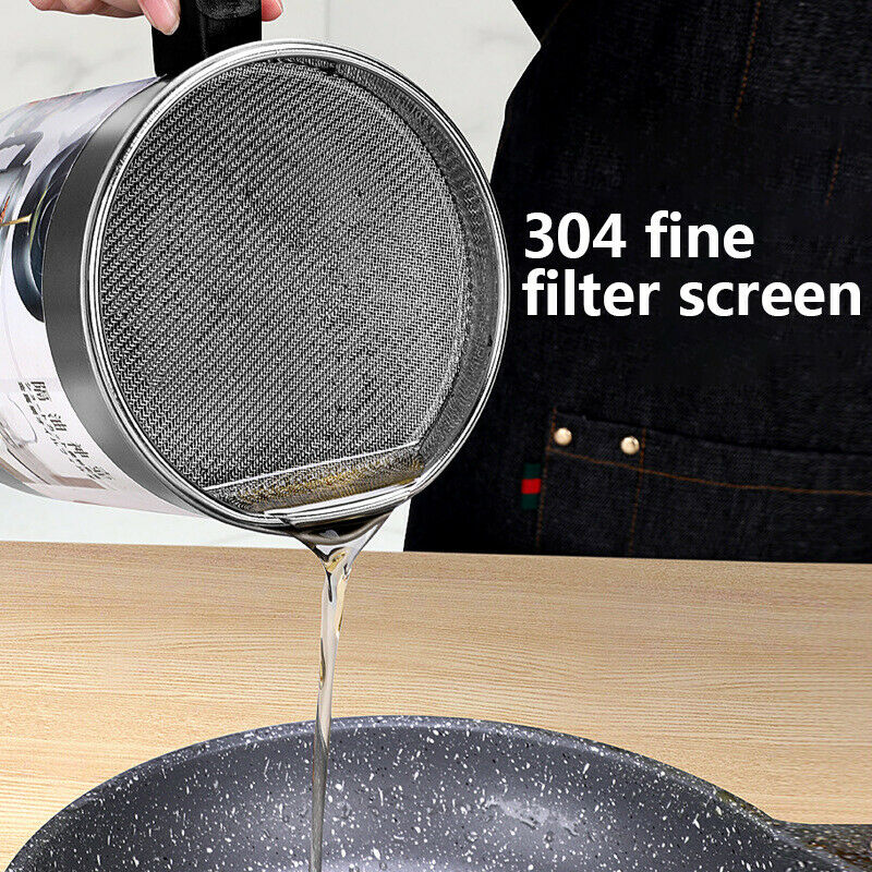 1.4L Stainless Steel Lard Tank Oil Filter Pot Oil Separator Storage Tank BotBDA