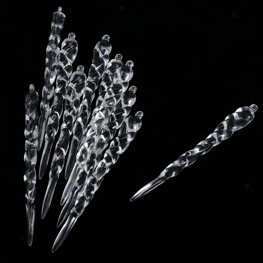 Clear Acrylic Icicle Drops Ornaments for Christmas Tree Decorations, Set of 30