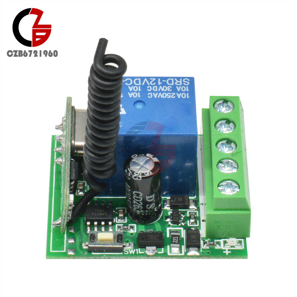 2PCS 1 Channel Receiver Wireless Relay Remote Control Switch Module  12V 433MHZ