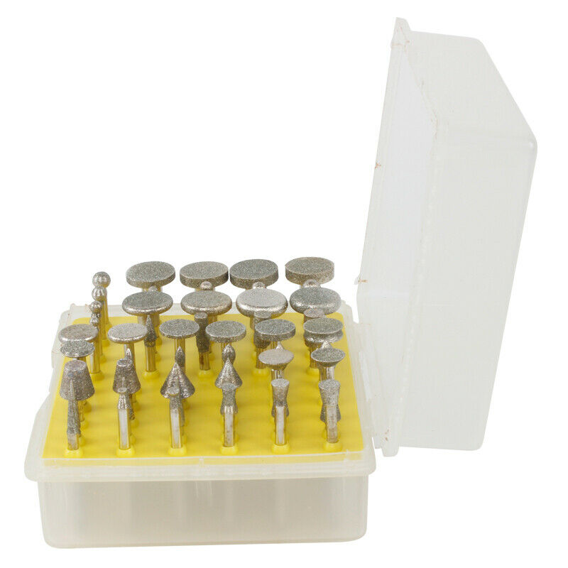 50pcs Polish Coated Grinding Head Rotary Tool Glass Diamond Burr Carving Stone