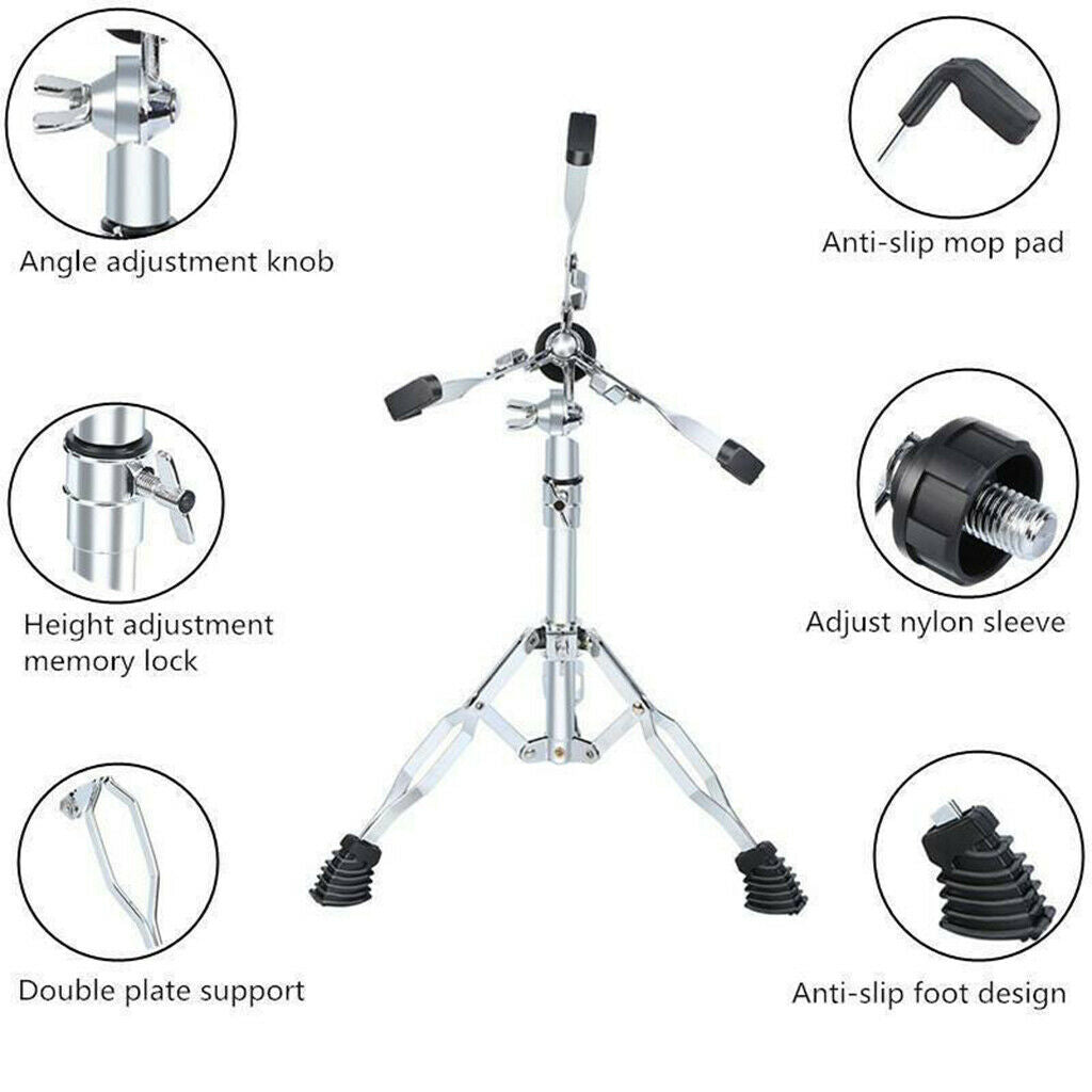 1 Set Drum Holder, 180°  Adjustable Frame Collapsible Drum Stand for Snare