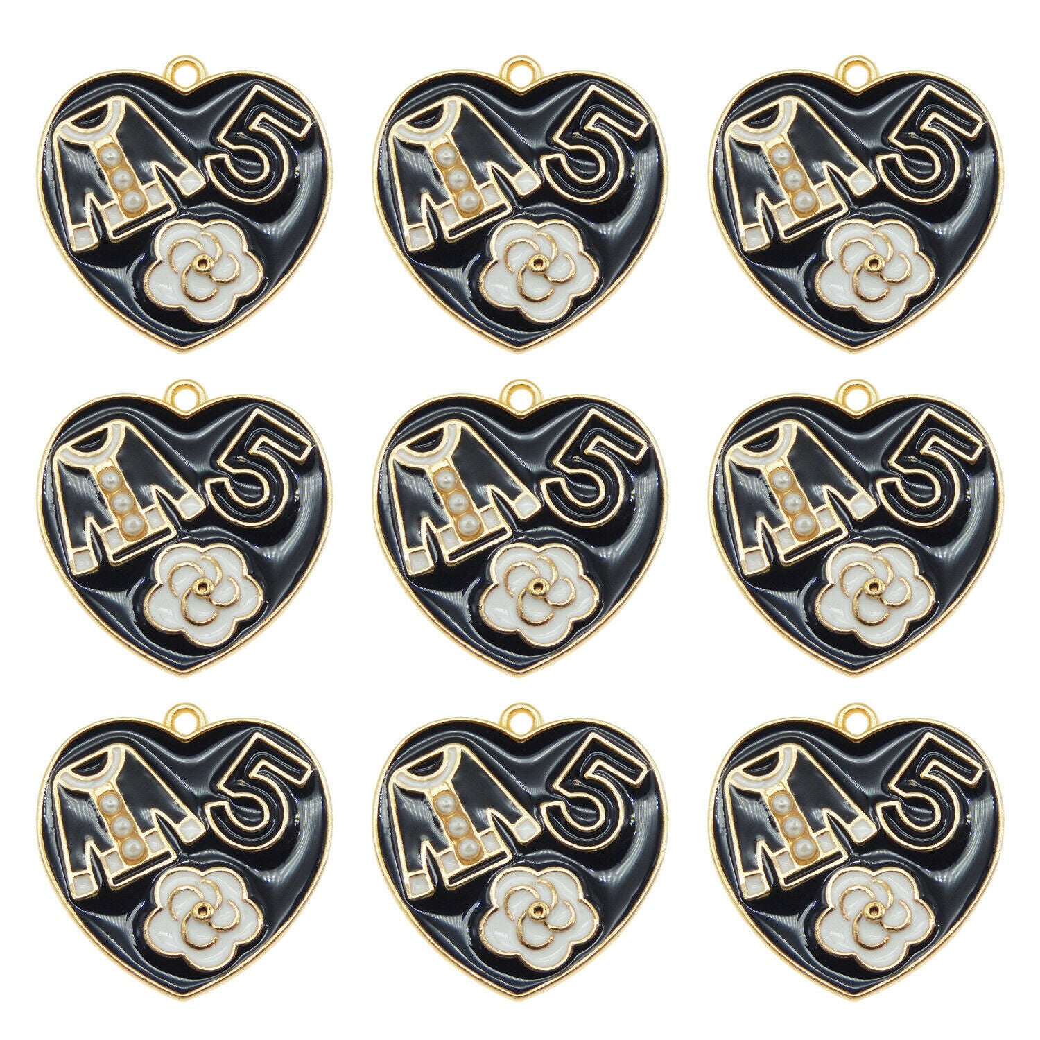 6PCS/Lot Colorful Enamel Heart Flower Cloth Pendant Charms for Bracelet Necklace