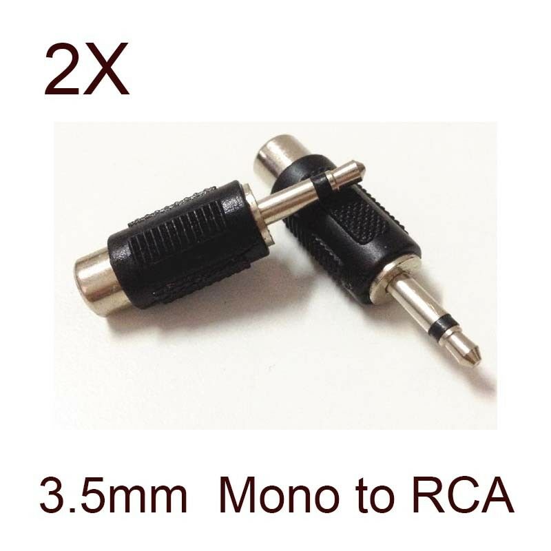 2X 3.5mm Male Mono to RCA Female Plug Headphone Jack Audio Converter A/V Adapter