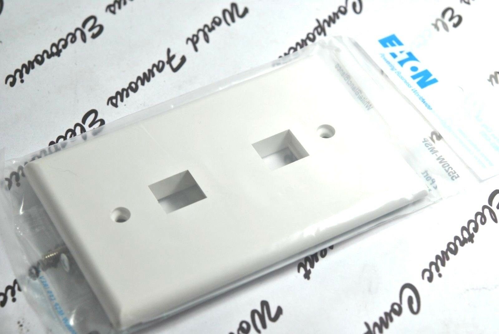 1pcs - ETON 5520W-MSP Wallplate 2 Port Modular Mid Size White 1-Gang