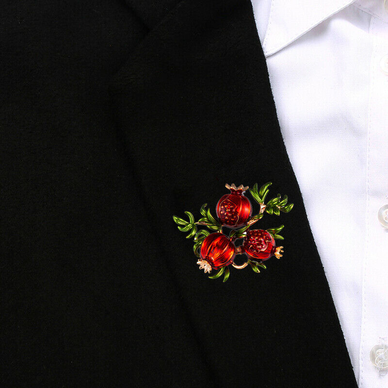 Trendy Enamel Pomegranate Fruit Brooch Lapel Pin Clothing Scarf BadgesJewel N_DD
