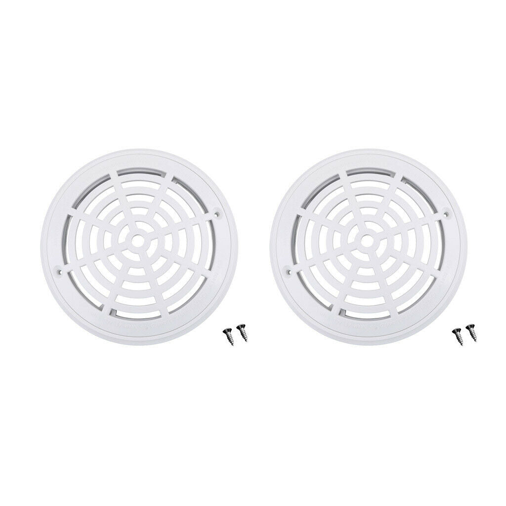 2Pcs Plastic Round 8'' Main Drain Cover Suction Outlet Accessory White