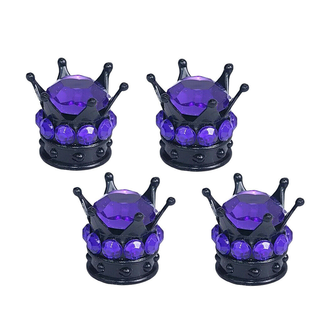8 Piece Crown Bling Diamond Tire/Wheel Stem Valve Caps Car Truck Purple