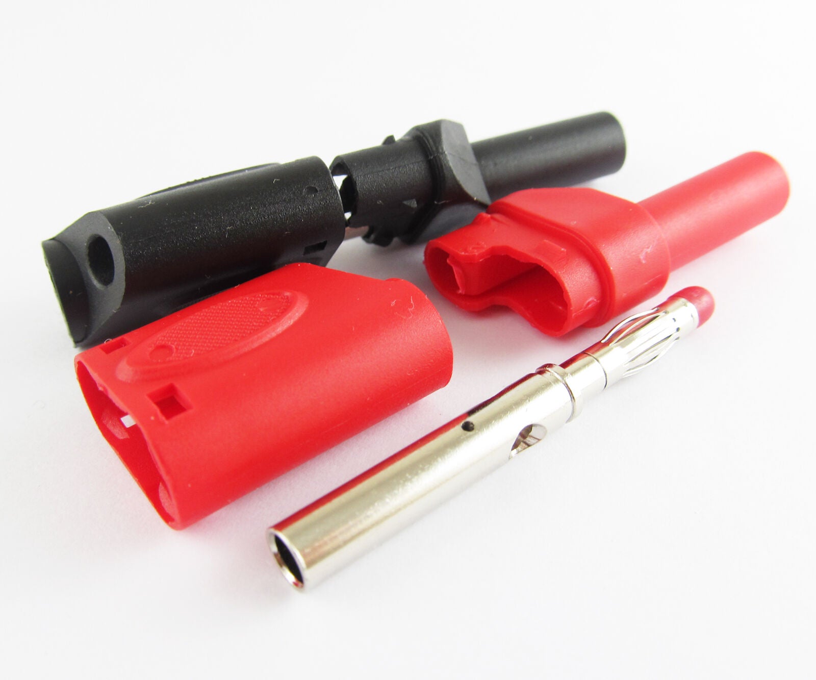 10pcs Hard Plastic Full Seal Insulated Stackable 4mm Banana Plug 54mm Red Black