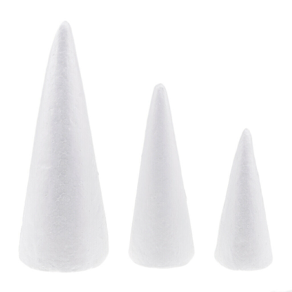 6Pcs 15/20/25cm Cone Christmas Tree Styrofoam Foam for Kids Craft   Decor