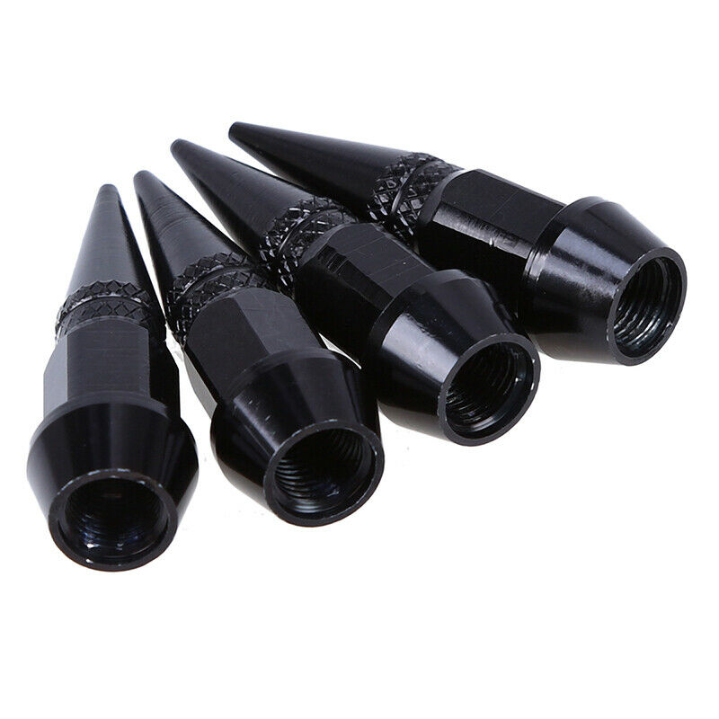 4Pc Black Chrome Aluminum Metal Spike Wheel/Tire Valve Stem Car Truck Air Caps