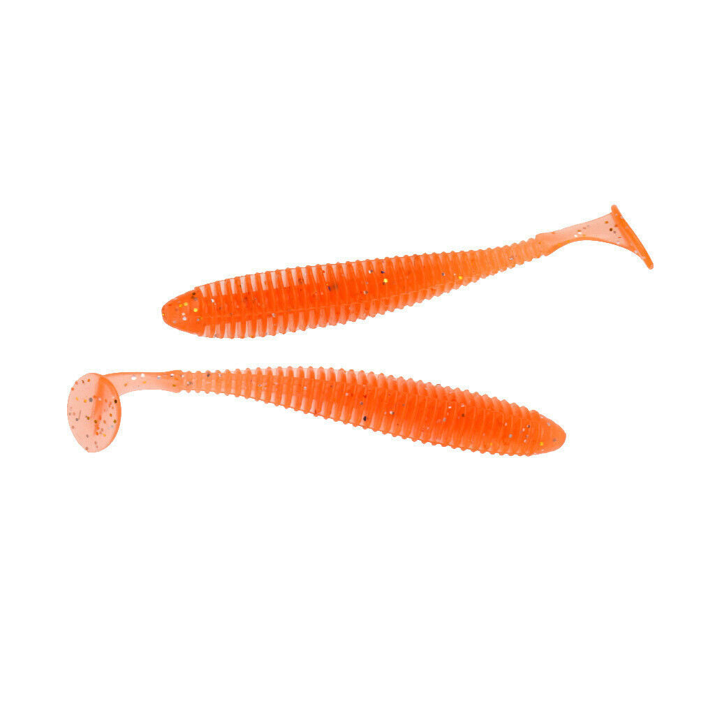 8Pcs T Tail Soft Worm Baits Floating Lures Jig Head Fishing Swimbaits Tackle