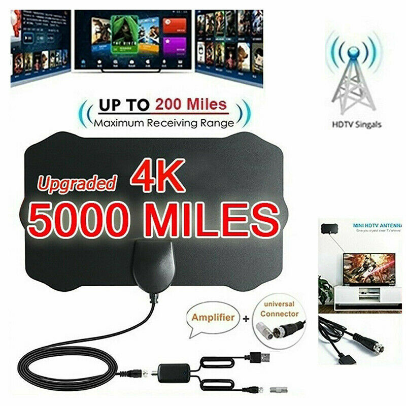 50 Mile Range HDTV Antenna 4K HD Indoor Digital TV Aerial Signal Amplifier