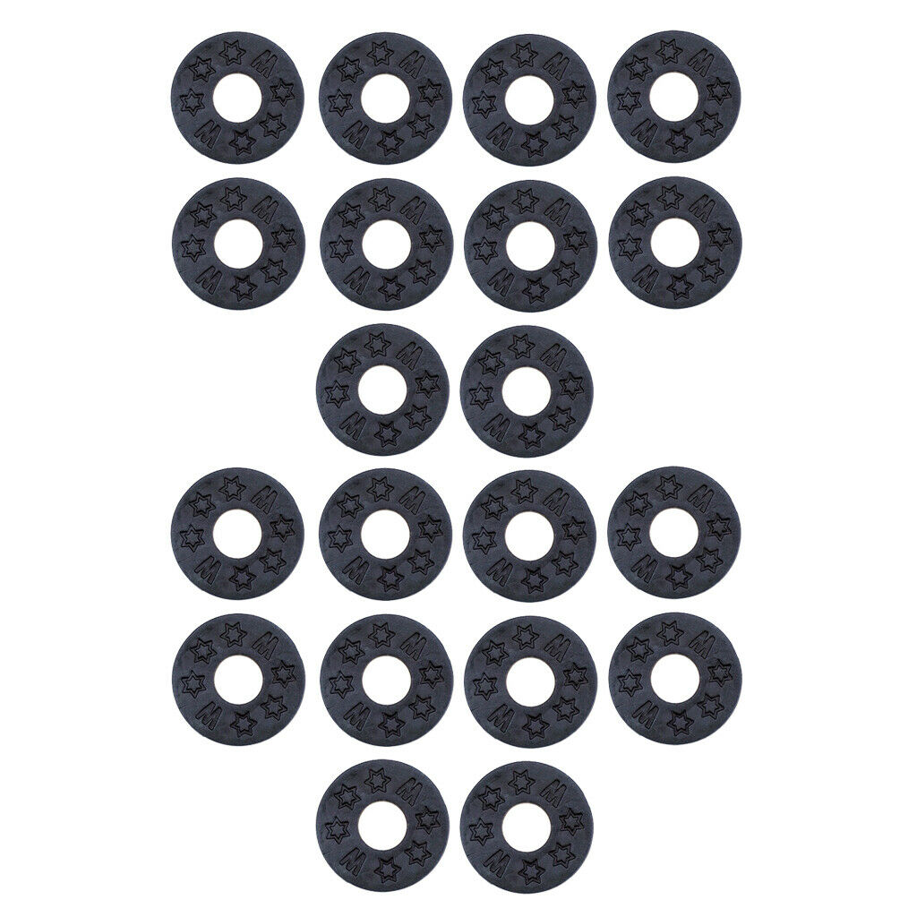 20 Pieces Guitar Strap Block Rubber Safety Strap Lock Washer Gasket Black