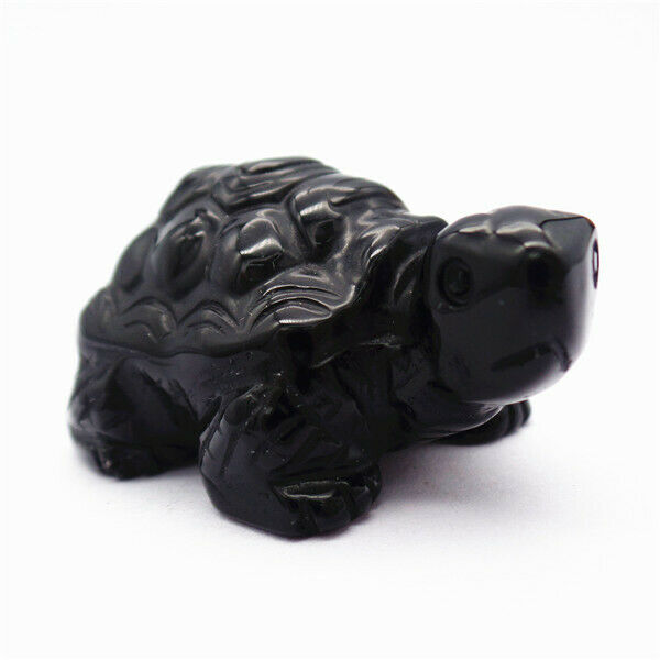 50x31x25mm Black Obsidian Carved Sea Turtle Decoration Statue Home Decor HH7941