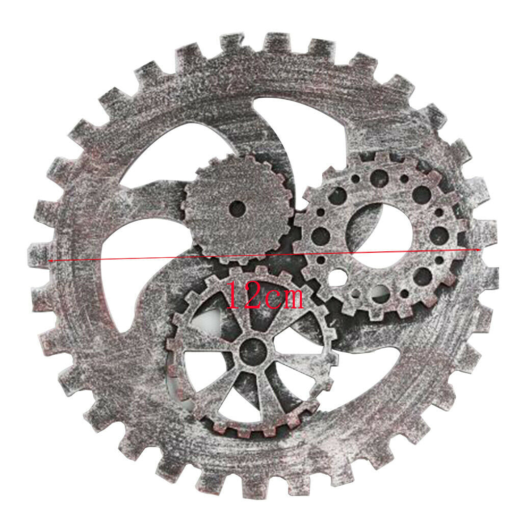 2 Pcs Industrial Style Wooden Machine Gear Wall Decor Background for Cafe Shop