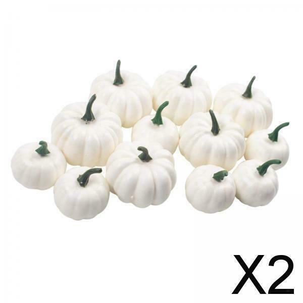 2X 12pcs Halloween Harvest Artificial White Pumpkins Bulk Thanksgiving Decor