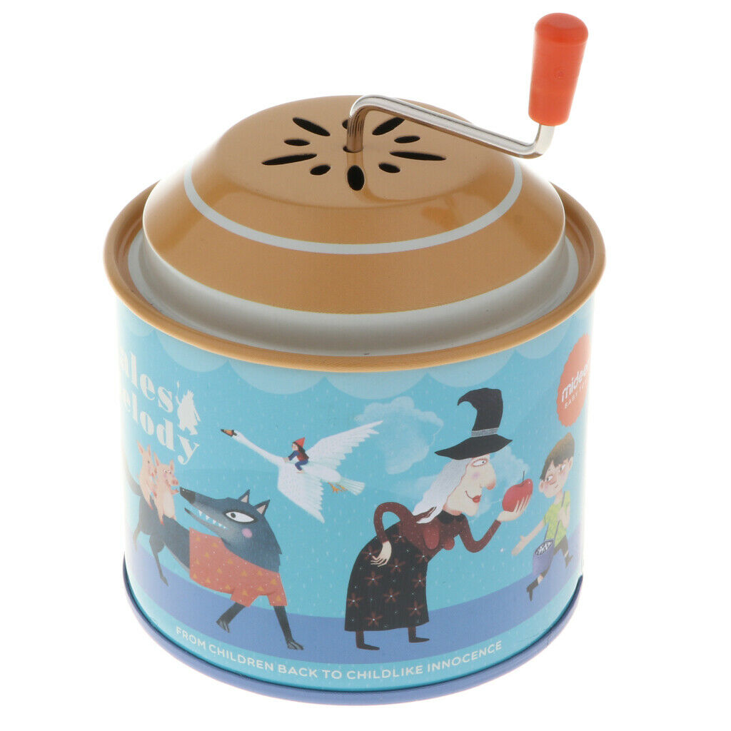 Classic Cartoon Fairy Tale Tin Hand Crank Music Box for Kids Toddler Christmas
