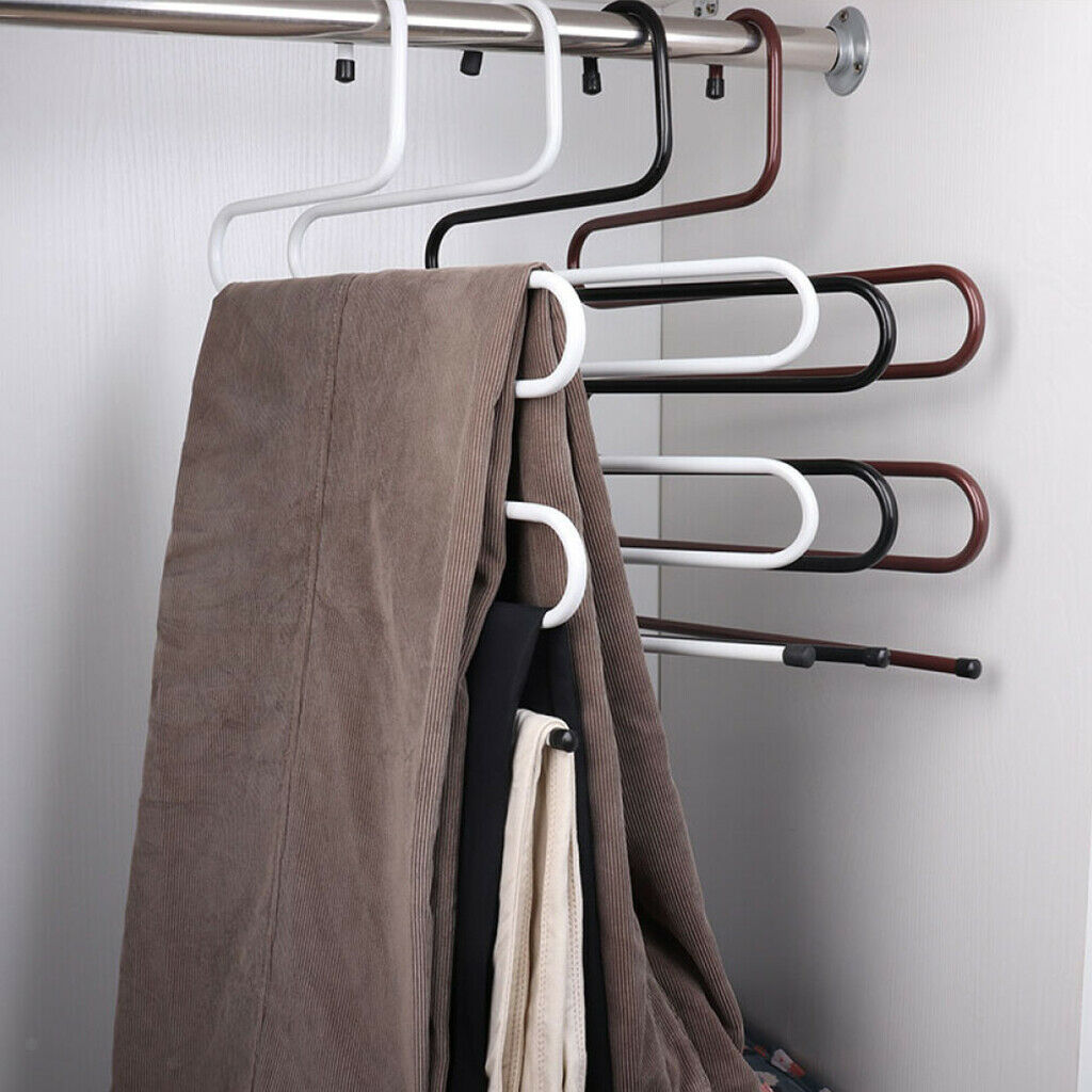 Metal Pants Hanger Space Saving Trousers Scarf Tie Towel Hanging Organizer