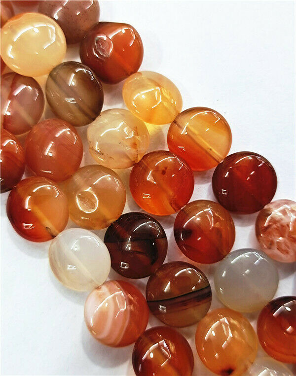 1 Strand 12x6mm Brown Red Agate Round DIY Spacer Loose Beads 15.5inch HH7795