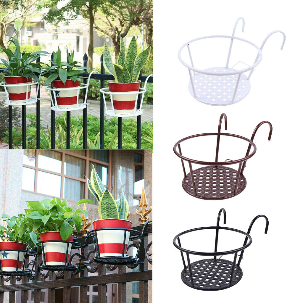 3x Rustic Potted Flower Hangin Basket Planter Braceket for Fence 22cn Dia.