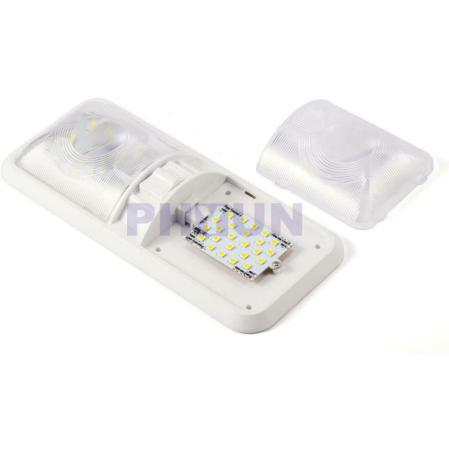 Pair SMD2835 48LEDS Fixture Ceiling Lamp Double Dome Light For RV Camper Trailer