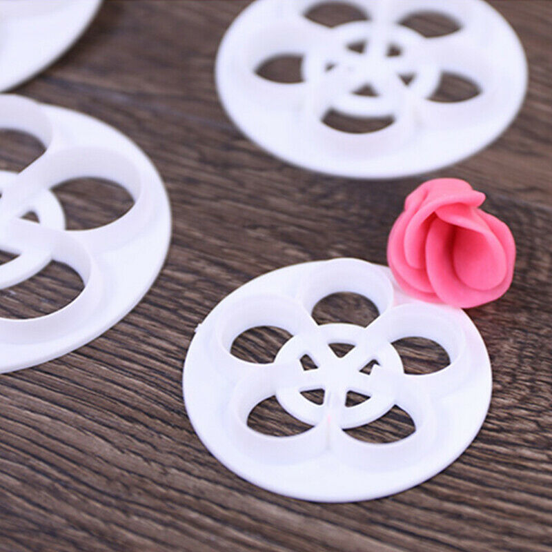 6Pcs Rose Flower Petal Shape Cutters Tools For Cake Sugarcraft Fondant Co.l8