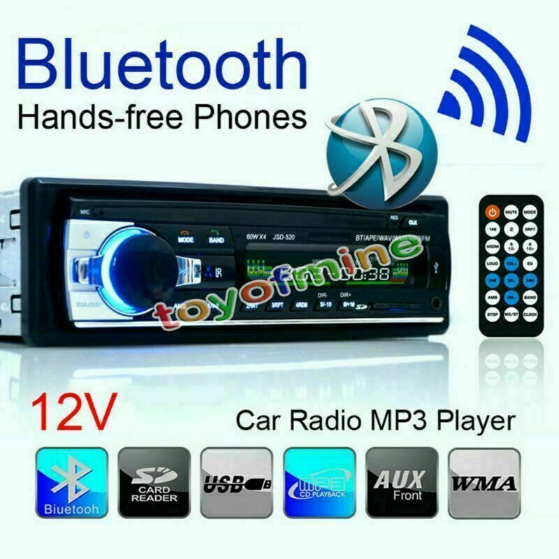 Car Radio Bluetooth Stereo 1 Din Head Unit In Dash MP3/USB/SD/AUX/FM