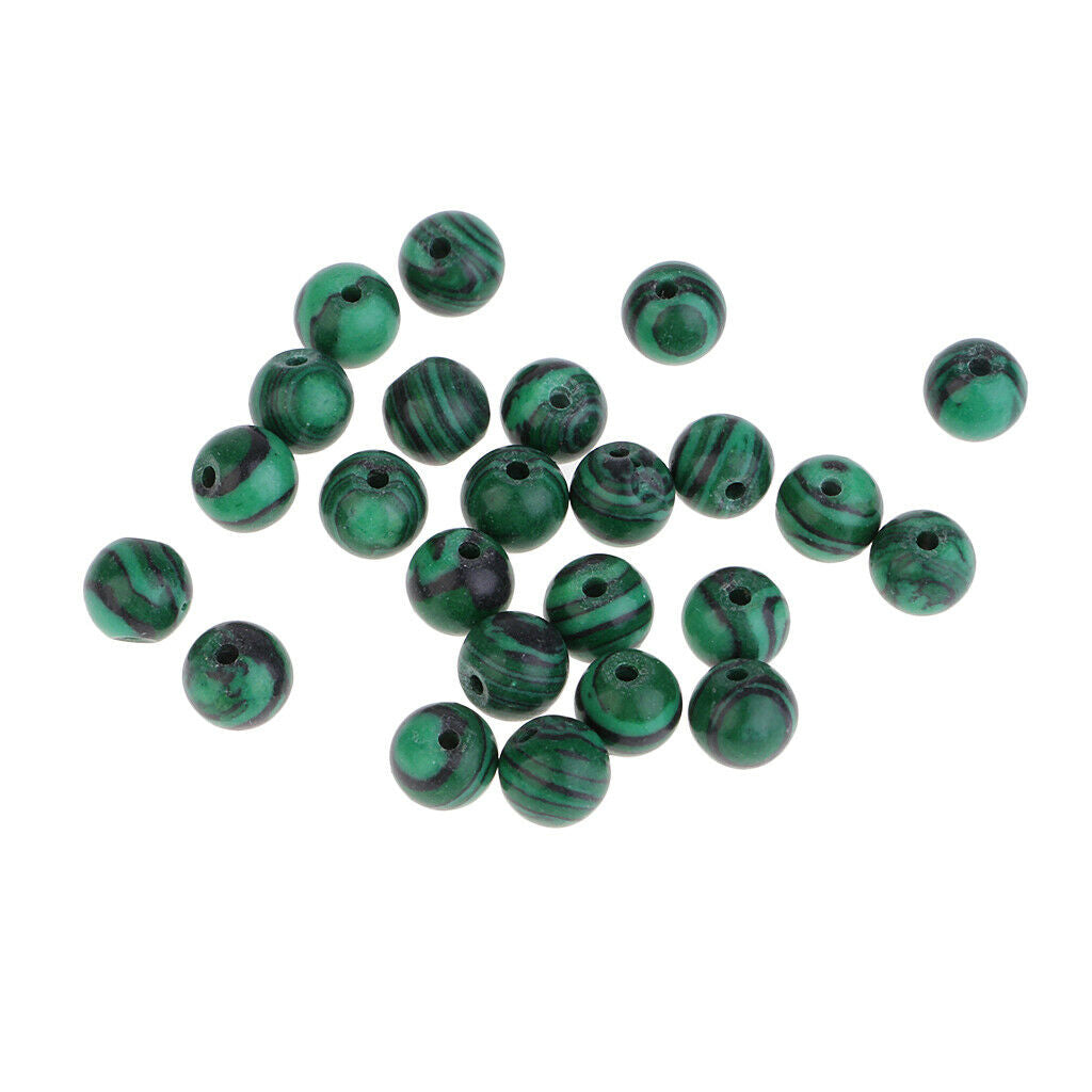 50 Pcs 8mm Green Natural Malachite Beads Gemstones For Jewelry Making