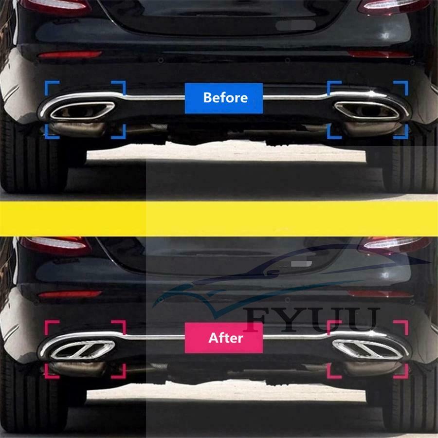 For Mercedes-Benz E-Class W212 W213 Pair Rear Cylinder Exhaust Pipe Cover Trim
