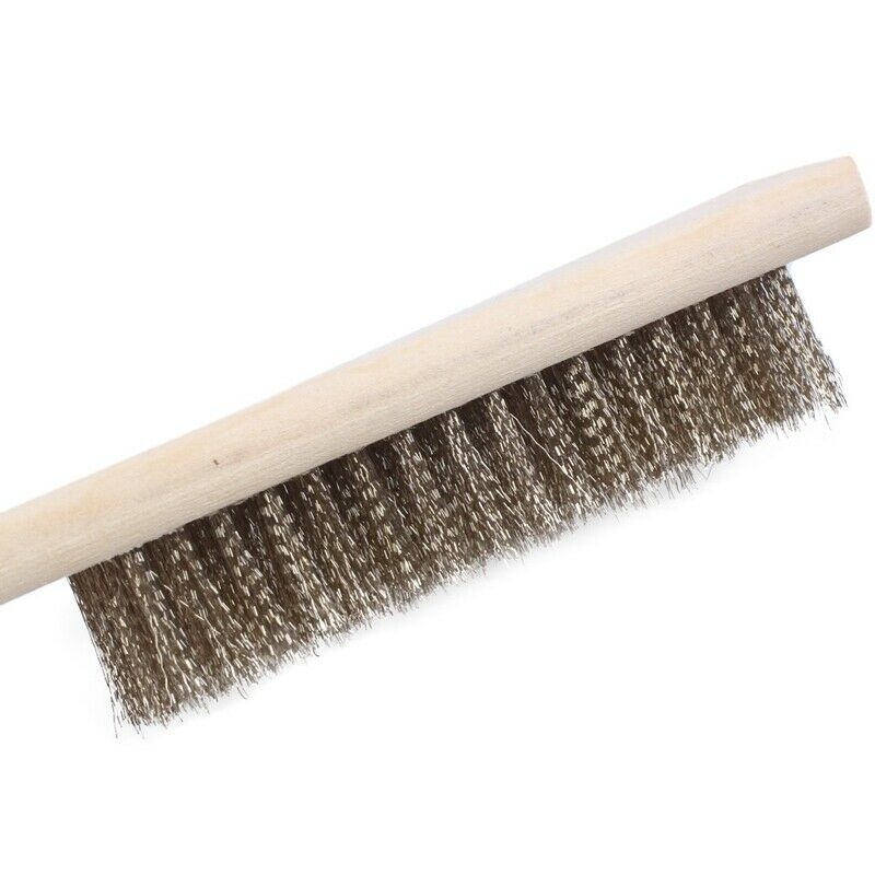8" Length 6 Rows Brass Bristle Wood Handle Wire Scratch Brush D6L5L5