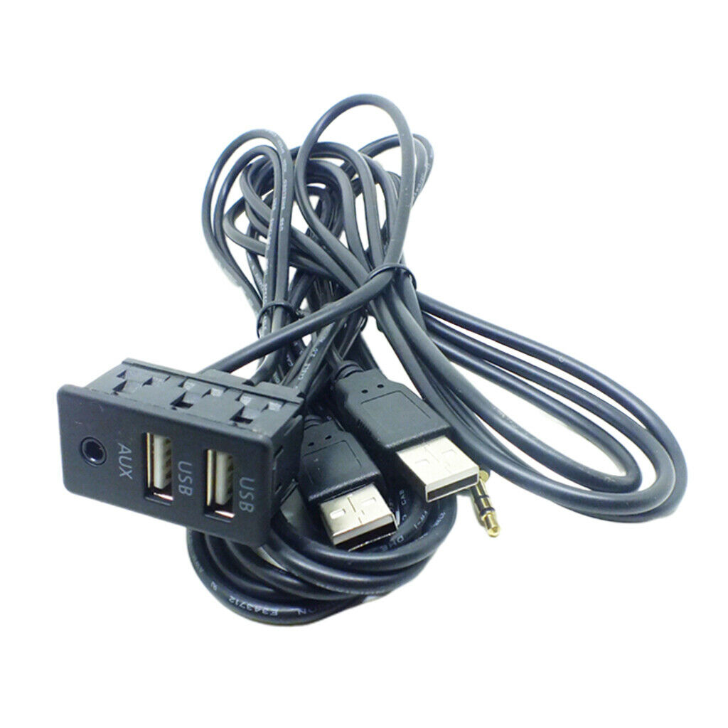 1.5Meter Car Vehicle Universal AUX 2 USB Audio Dashboard Mounted Extension Cable
